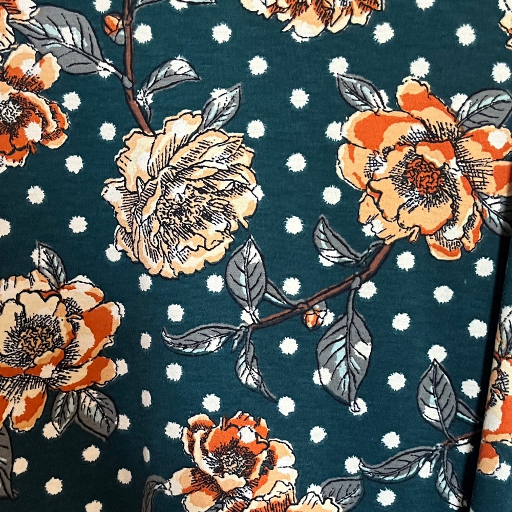 LulaRoe Floral Hunter Green Rose Dress - Picture 3 of 6